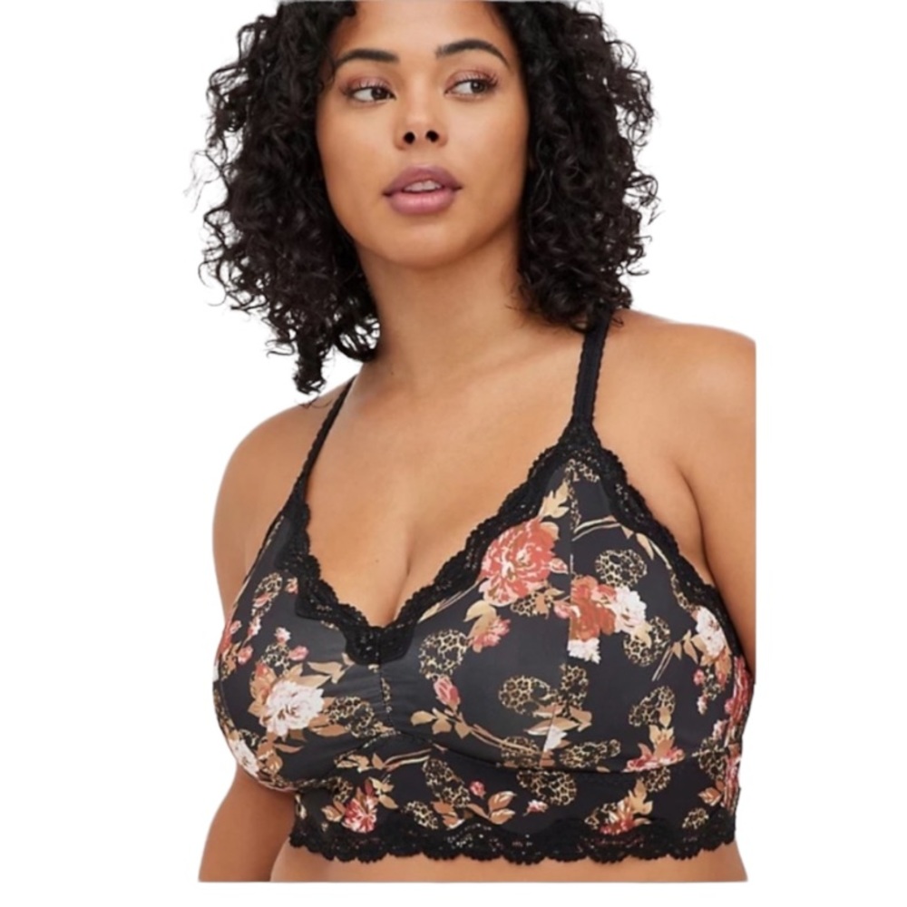 🤍Torrid Floral Leopard Skull Racerback Bralette